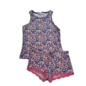 Honeydew Floral Pajama Set Tank Top Shorts Small S Excellent Condition